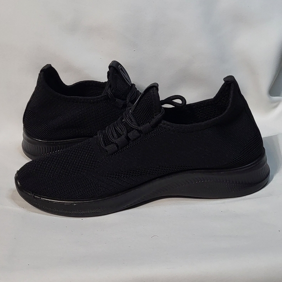 Veetqx Mens Black NWOT Woven Knit Slip-On Ultra-Breathable Lace Up Sneakers Sz 7 - Picture 6 of 9